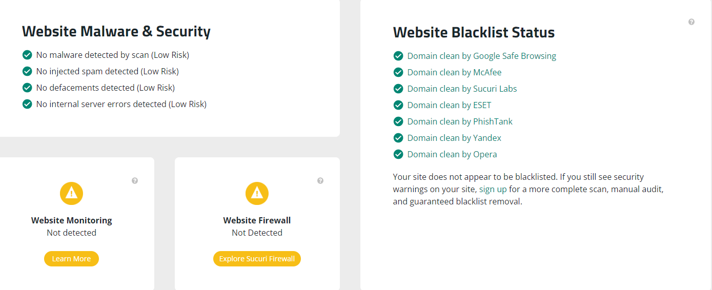 Figure 3. Scanner result – security status