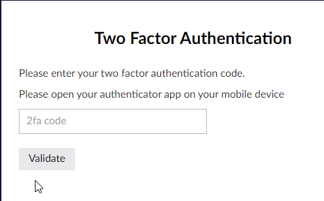 Figure 4: Two factor authentication Umbraco form