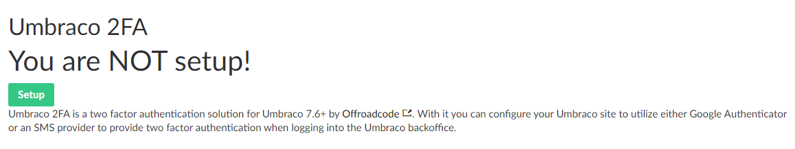 Figure 1: Umbraco 2FA 